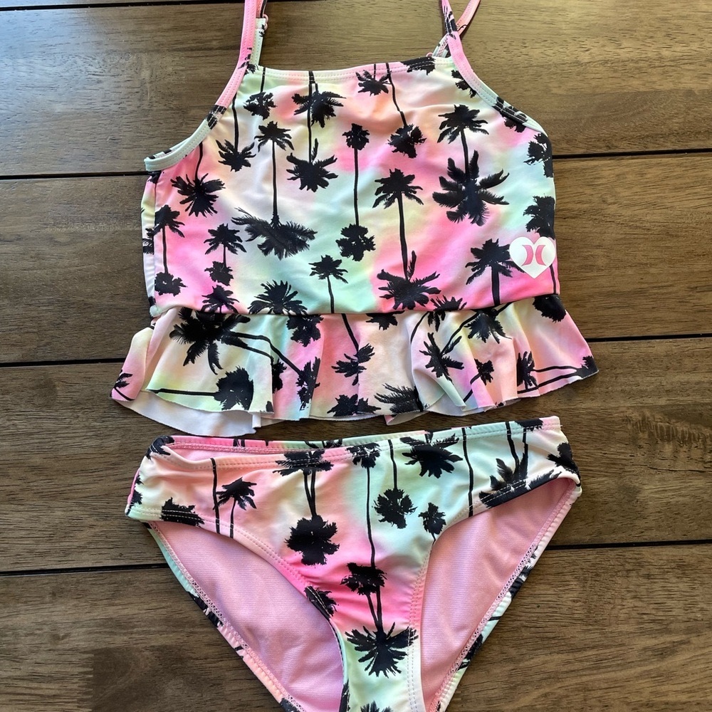 Hurley Pink and Black Tropical Bikini Set
